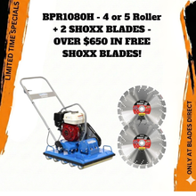 Load image into Gallery viewer, Bartell Global Vibratory Paver - BPR1080H - 4 or 5 Roller - WITH 2 FREE 14" SHOXX RX13 BLADES! - HUGE TAX WRITE-OFFS &amp; SAVINGS!!