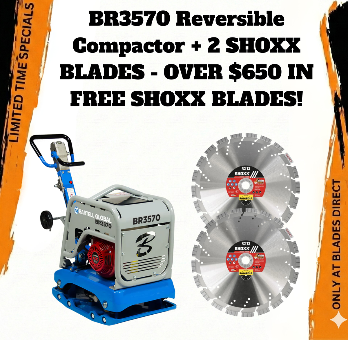 BR3570 Reversible Compactor | Bartell Global Compactors | Blades Direct