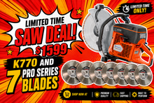 Load image into Gallery viewer, Husqvarna Power Cutter K770 + BOX OF 14" BLADES - LIMITED TIME SAW DEAL WHILE SUPPLIES LAST!!