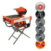 Load image into Gallery viewer, iQTS244 10" Dry Cut Tile Saw Dustless w/Stand (with 5 FREE BLADES)