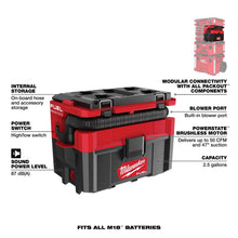 Load image into Gallery viewer, Milwaukee M18 FUEL 2.5 Gallon Wet/Dry Vacuum w/ PACKOUT Compatibility (Tool Only) - 0970-20 - product detail