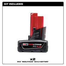 Load image into Gallery viewer, Milwaukee M12 REDLITHIUM XC4.0 Battery Two Pack - 48-11-2442 - product detail