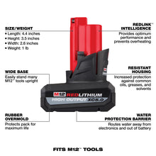 Load image into Gallery viewer, Milwaukee M12 REDLITHIUM HIGH OUTPUT XC5.0 Battery Pack - 48-11-2450 - product detail