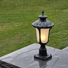 Load image into Gallery viewer, Pier Light - Traditional, 12V 2W G4 LED 360° beam 2700k, w/silicone wire nuts, mounting base, drill template, anchor kit and masonry drill bit